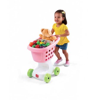 Dětský nákupní vozík růžový