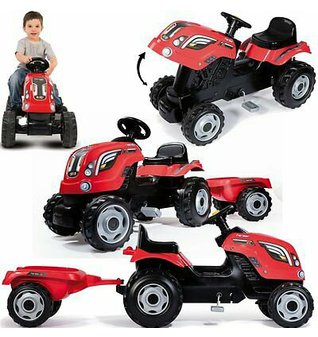 Šlapací traktor Farmer XL červený s vozíkem