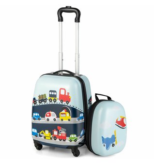 Dětský kufr a batoh 2 dílná sada Autodráha