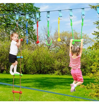 Ninja prekážkový set Slackline s houpačkou a žebříkem