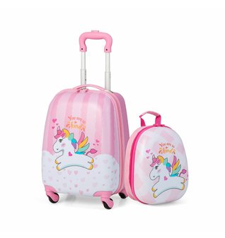 Dětský kufr a batoh sada 2ks Unicorn růžový